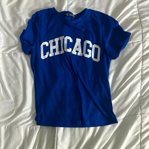 Skin tight blue chicago top